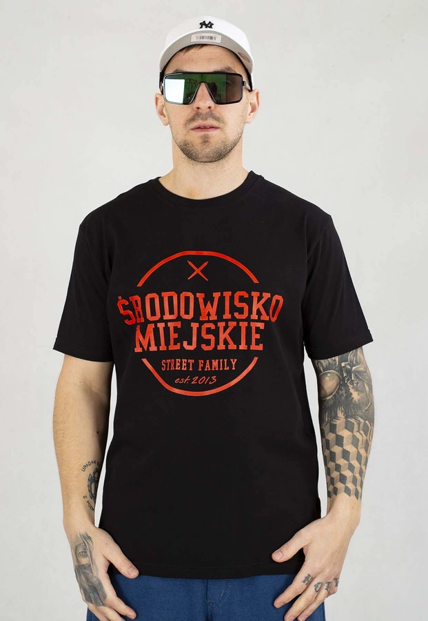 T-shirt Środowisko Miejskie Theme czarno czerwony