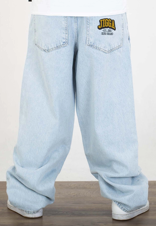 Spodnie Jigga Wear New Outline Super Baggy Jeans Light Blue Washed