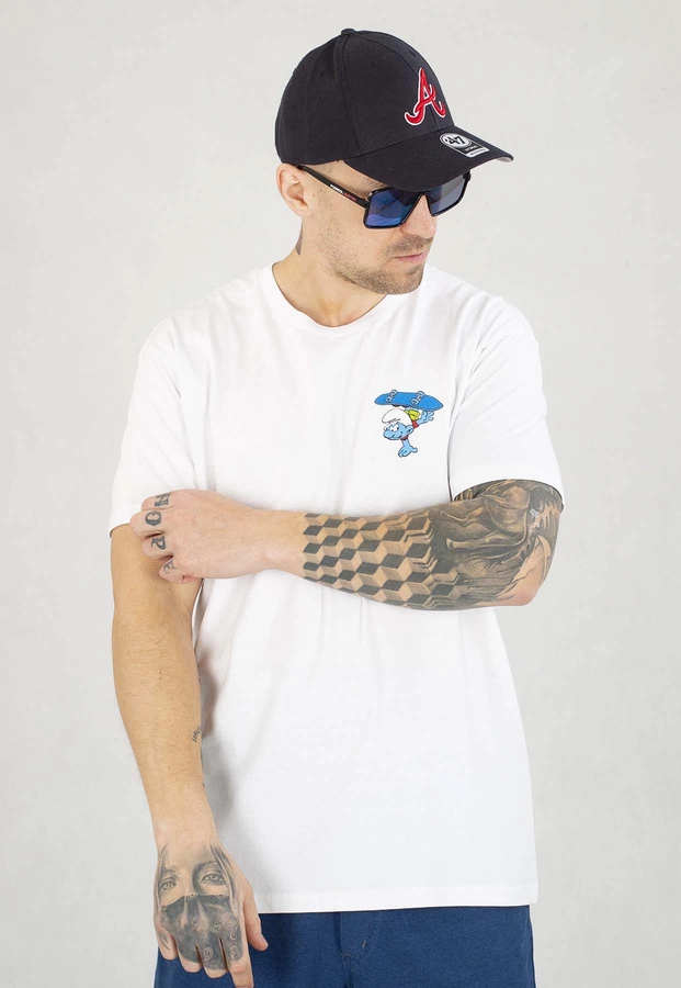 T-shirt Smerfy Skateboard biały