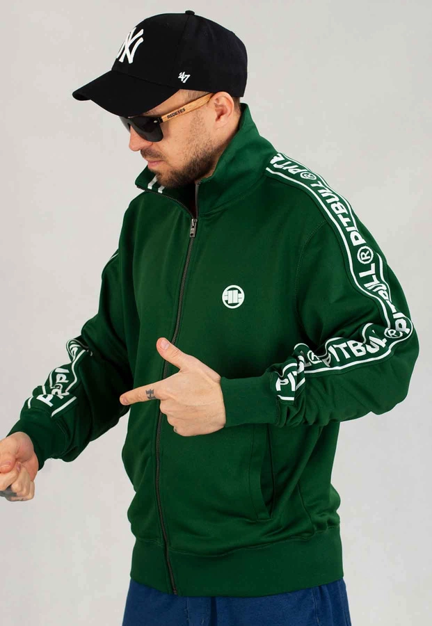 Bluza Pit Bull Bez Kaptura Zip Tape Logo zielona