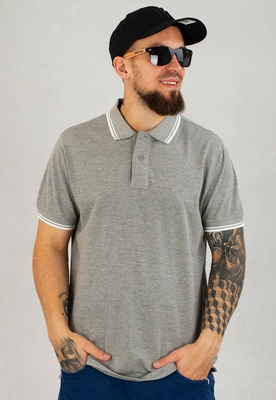 T-shirt Polo Niemaloga Stripes szaro biały