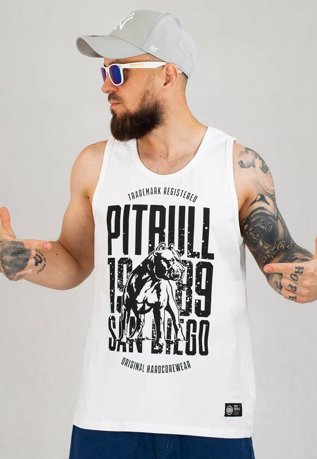 Tank Pit Bull Slim Fit San Diego Dog biały