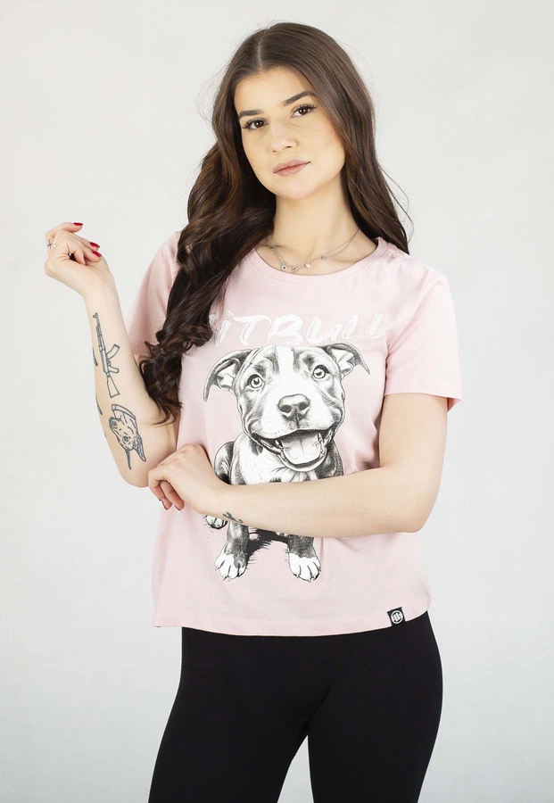 T-Shirt Pit Bull Slim Fit Puppy różowy