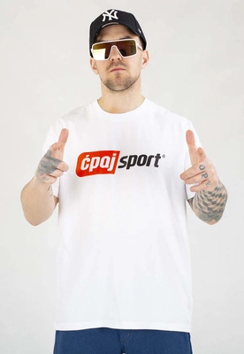T-shirt Stoprocent Ćpaj Sport Logo biały