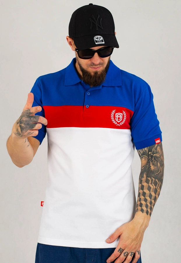 T-shirt Polo Street Autonomy Laur niebiesko czerwono biały