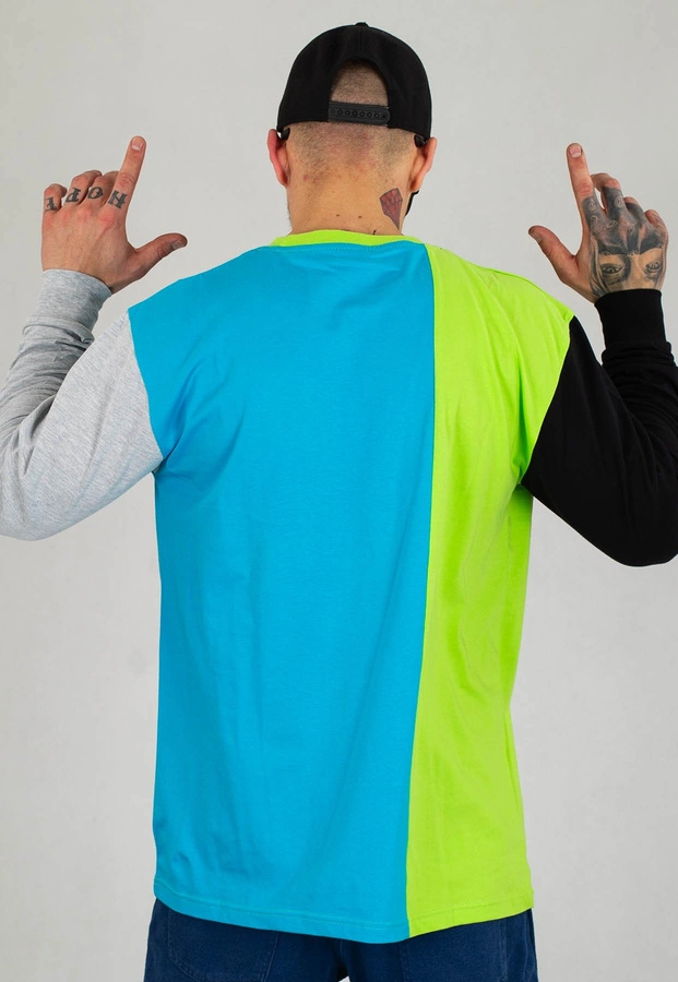 Longsleeve El Polako Cut Half limonkowo błękitno szary