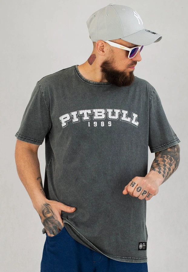 T-shirt Pit Bull Denim Washed Born In 1989 grafitowy