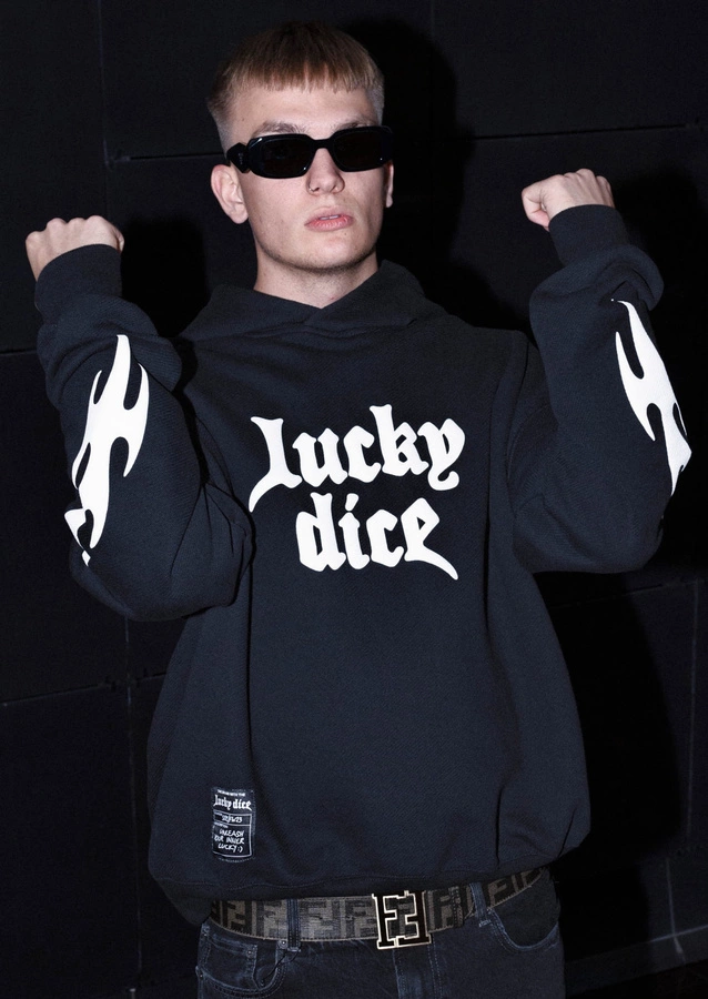 Bluza Lucky Dice Z Kapturem Gothic czarna