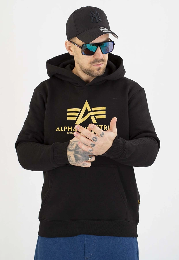 Bluza Alpha Industries Z Kapturem Basic Carbon 146343 czarno złota