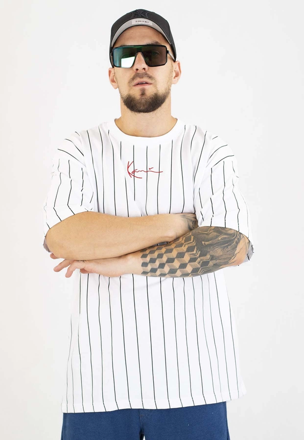 T-shirt Karl Kani KK Small Signature pinstripe 6030152 biały