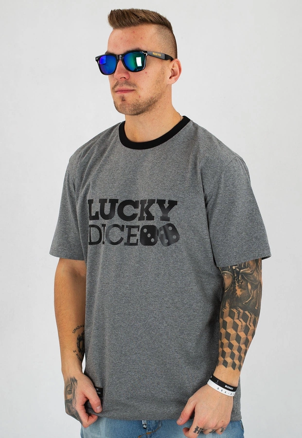 T-shirt Lucky Dice Logo Strip szary 