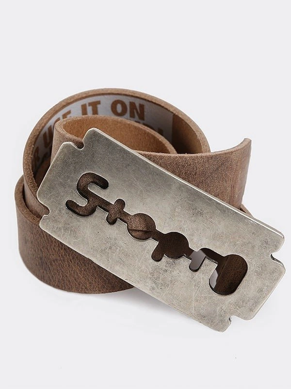 Pasek Stoprocent Razor brązowo srebrny