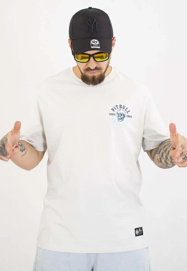 T-shirt Pit Bull Skull Surf 170 white blue