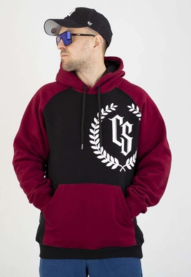 Bluza Ciemna Strefa Z Kapturem CS Reglan czarno bordowa