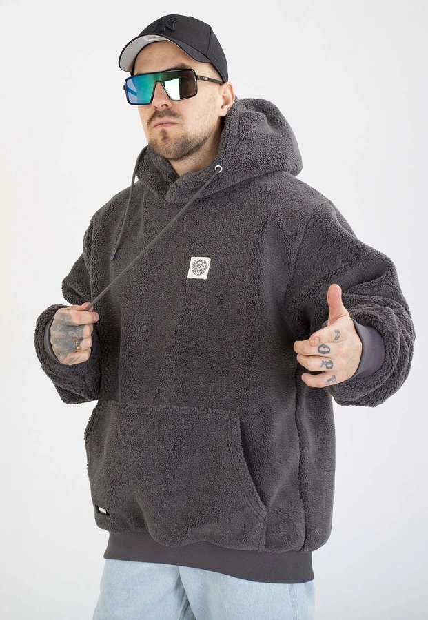 Kurtka Mass Z Kapturem Zimowa Patch Teddy szara