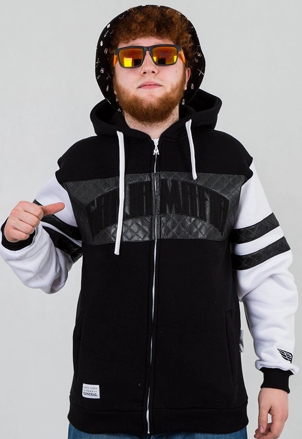 Bluza Ganja Mafia Zip General Leather czarno biała
