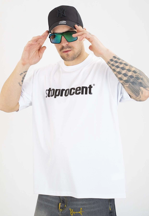 T-shirt Stoprocent Classic Logo biały