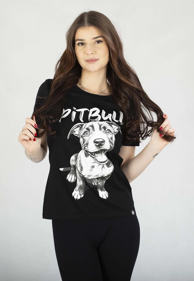 T-Shirt Pit Bull Slim Fit Puppy czarny