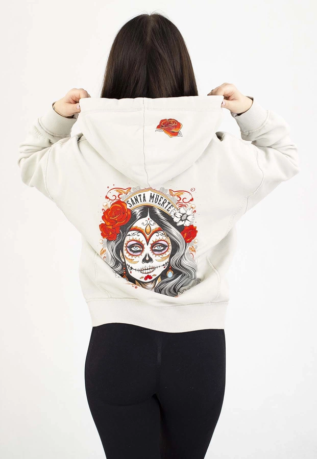 Bluza Pit Bull Z Kapturem ZIP Santa Muerte white stone