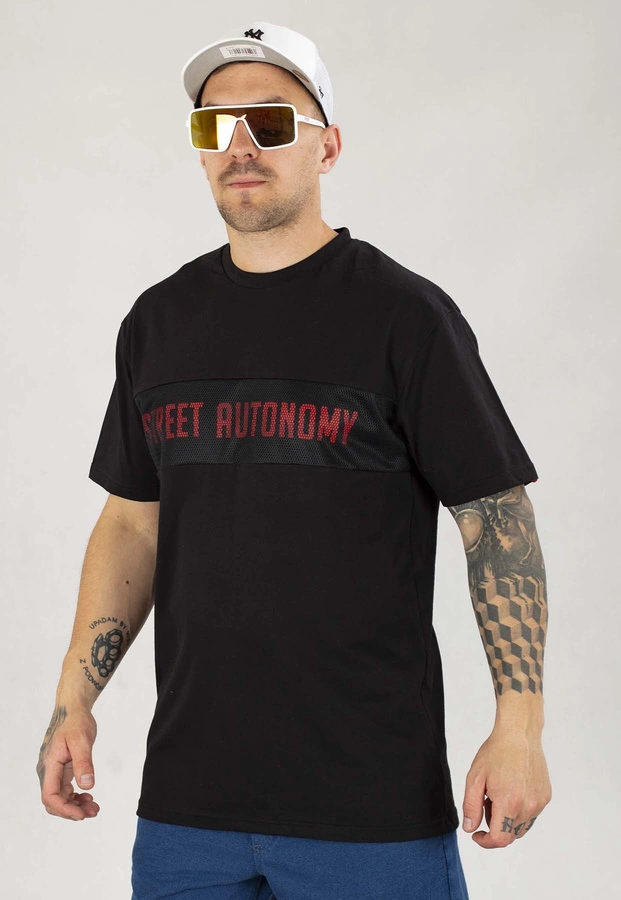 T-shirt Street Autonomy Com czarno czerwony