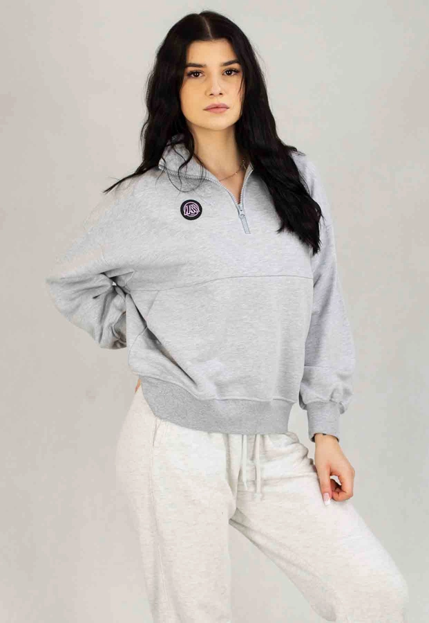 Bluza Prosto Bez Kaptura Half Zip Cla99y szara