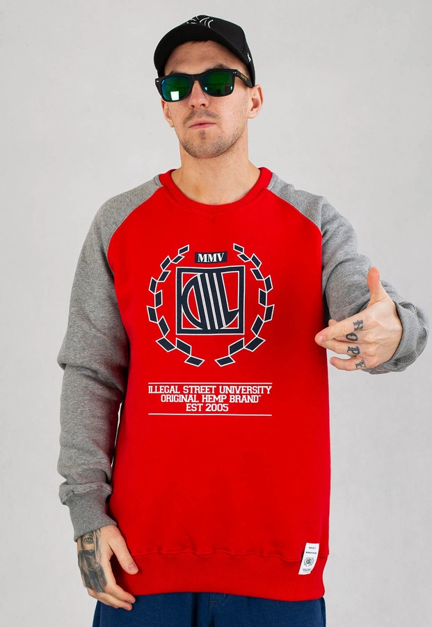 Bluza Diil Gang Reglan Laur czerwono szara