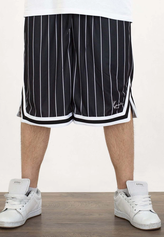 Spodenki Karl Kani Small Signature Pinstripe Mesh 6014920 czarno białe
