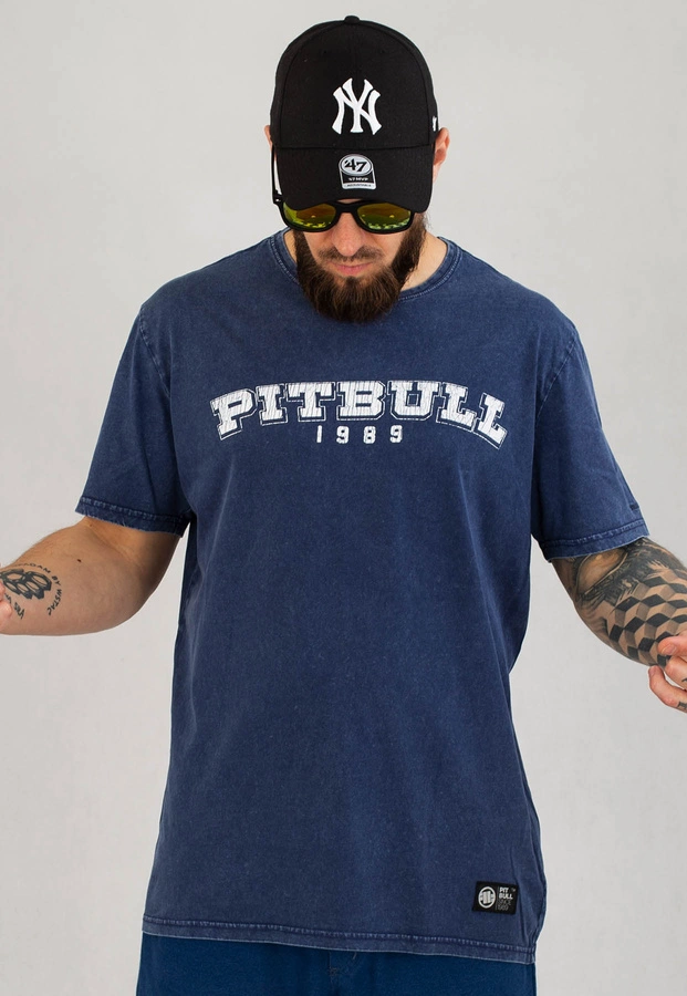 T-shirt Pit Bull Denim Washed Born In 1989 granatowy