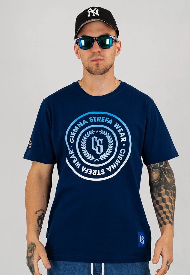 T-shirt Ciemna Strefa Kółko Przód granatowy