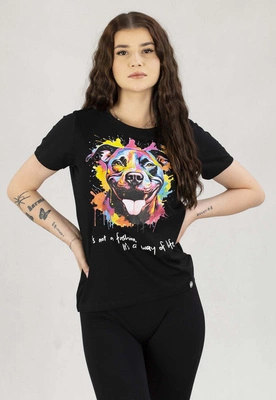 T-Shirt Pit Bull Slim Fit Watercolor czarny