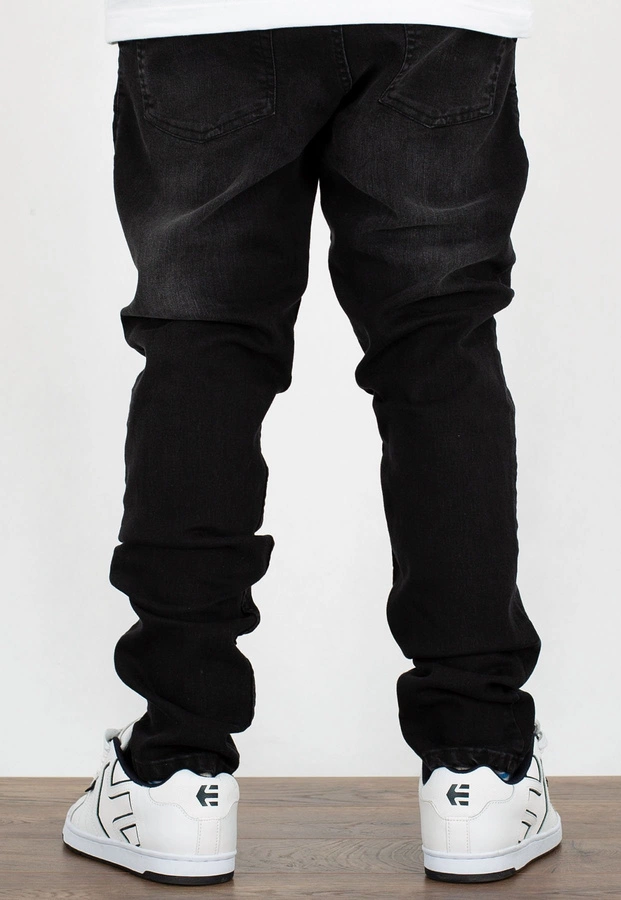 Spodnie SSG Stretch Skinny Jeans Z Gumą czarne przecierane