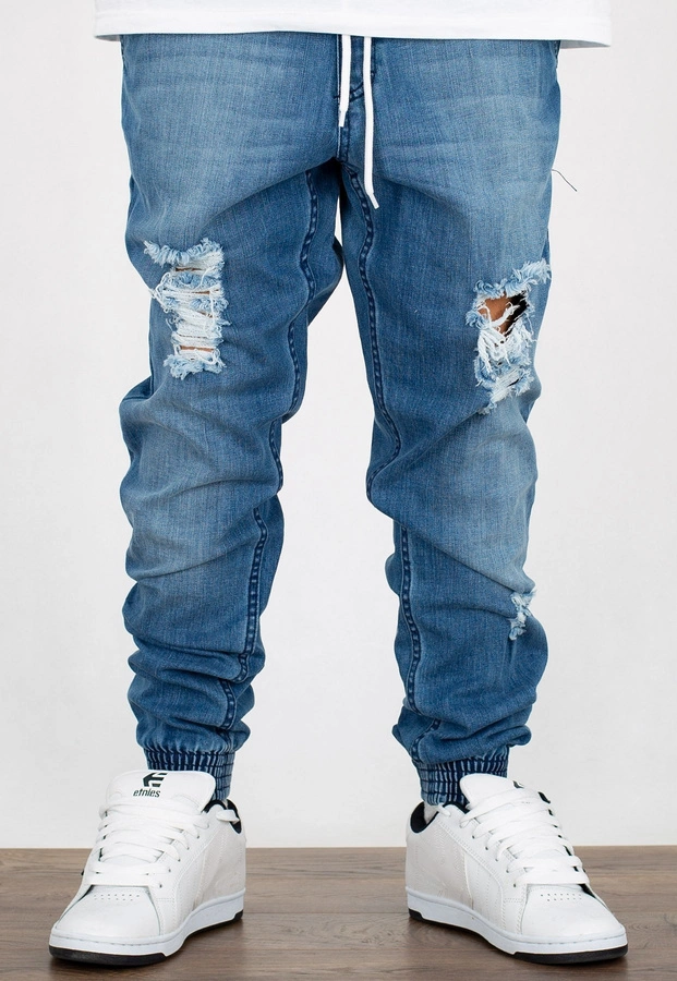 Spodnie SSG Joggery Slim Jeans Premium Z Gumą Z Dziurami