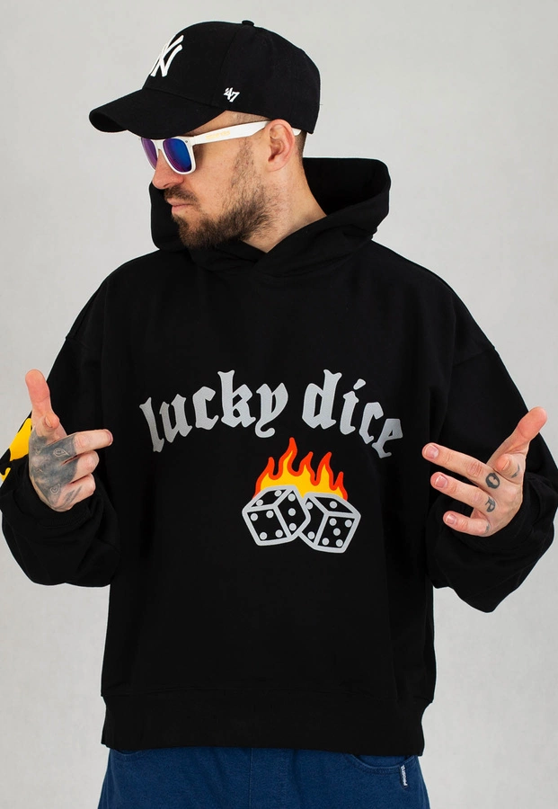 Bluza Lucky Dice Z Kapturem Bent Logo Color czarna