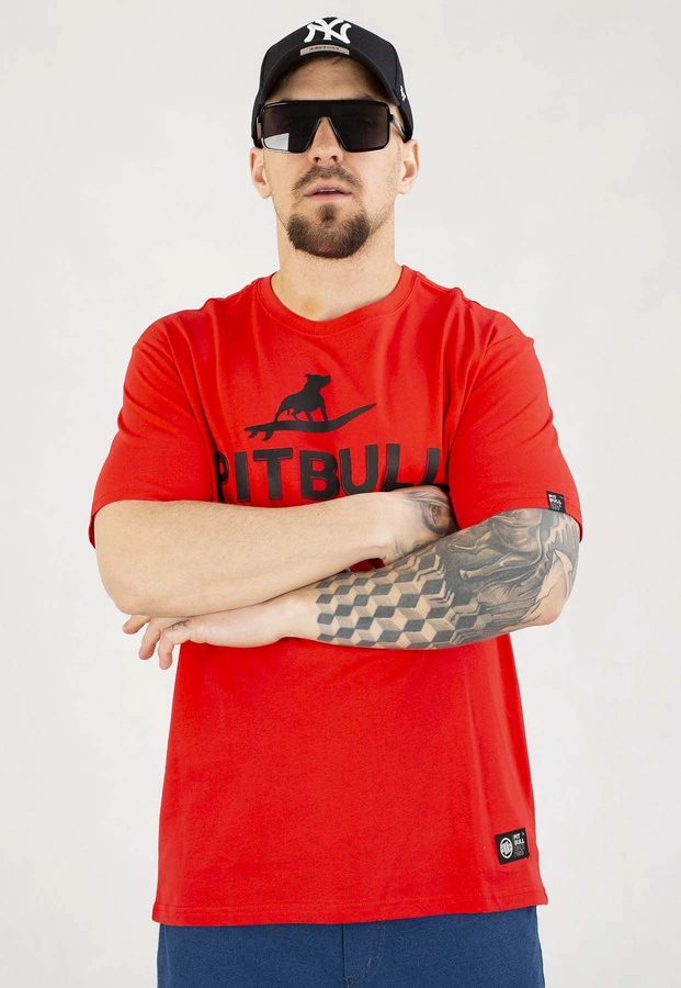 T-shirt Pit Bull Surfing Dog 170 fluo red