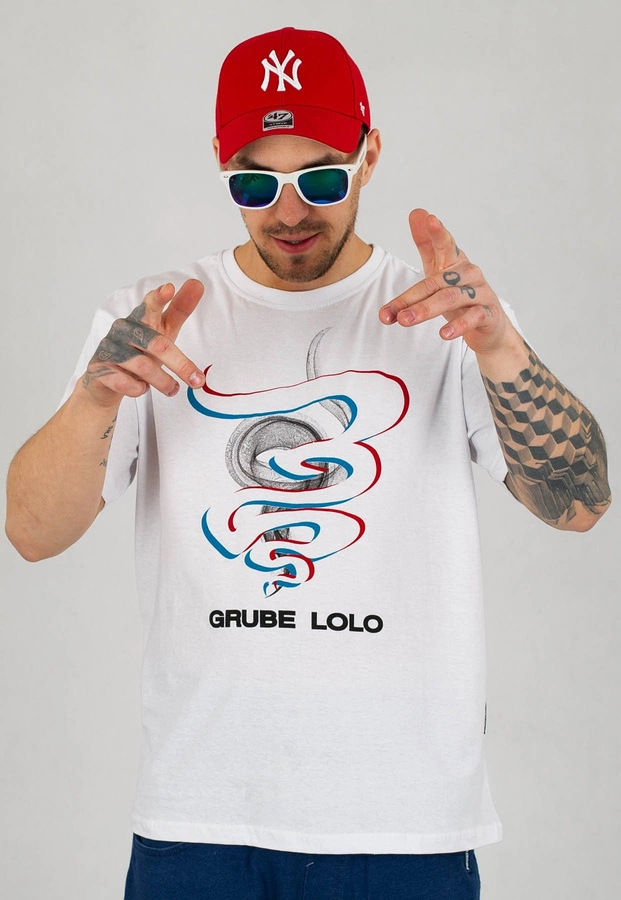 T-shirt Grube Lolo Outline Big biały