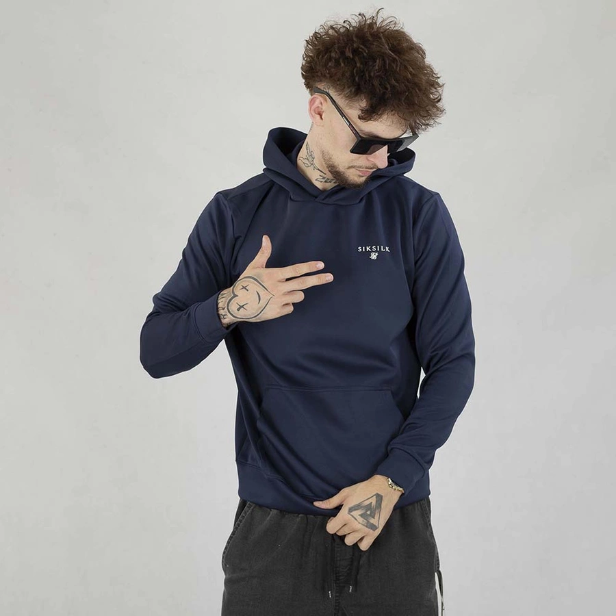 Bluza SikSilk Z Kapturem Essentials Polie SS-26416 granatowa