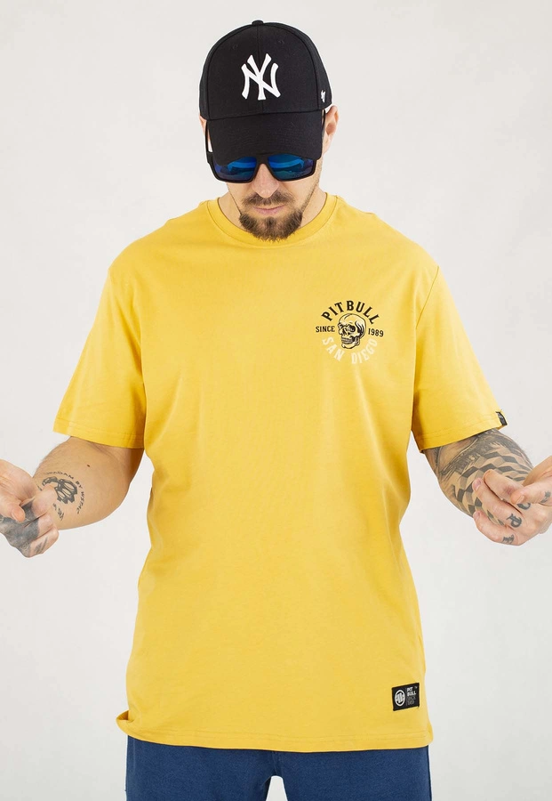 T-shirt Pit Bull Skull Surf 170 pale yellow