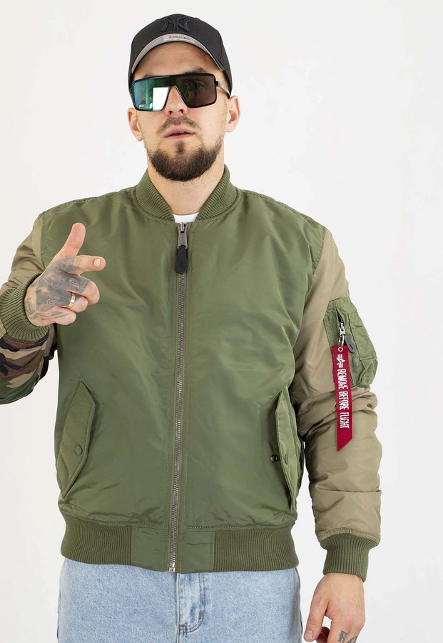 Kurtka Alpha Industries MA-1 Camo Back Embroidery 258120 zielona