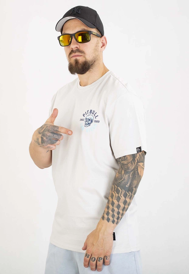 T-shirt Pit Bull Skull Surf 170 white blue