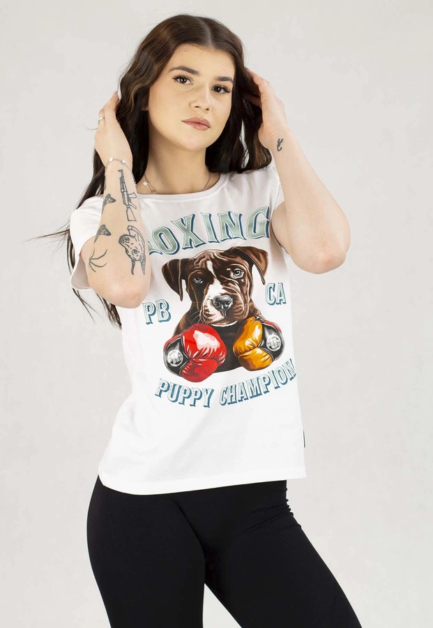 T-Shirt Pit Bull Lil'Champ biały