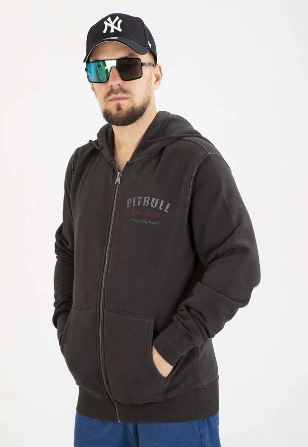 Bluza Pit Bull Z Kapturem ZIP Strenght & Respect washed dark graphite