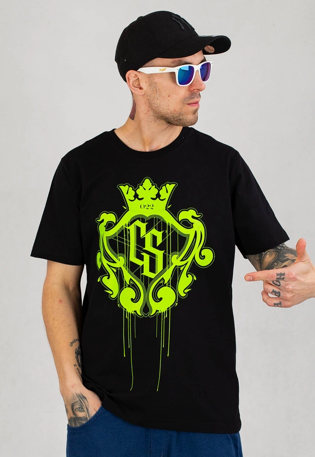 T-shirt Ciemna Strefa CS Duży Herb czarno neonowy