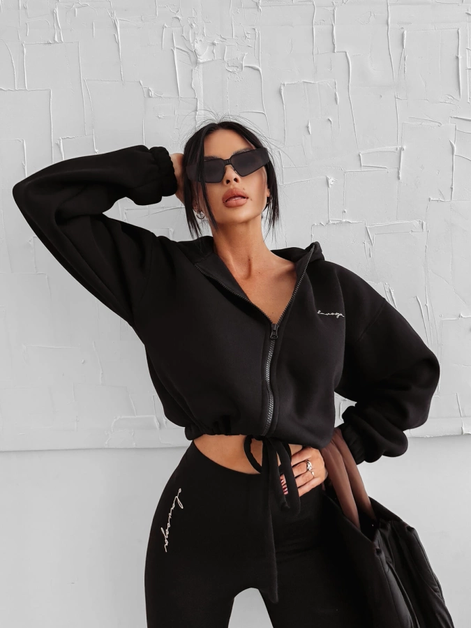 Bluza Olavoga Z Kapturem ZIP Linos czarna