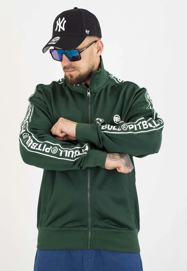 Bluza Pit Bull Bez Kaptura Zip Tape Logo bottle green