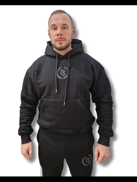 Bluza Ciemna Strefa Z Kapturem Oversize CS Laur czarno szara
