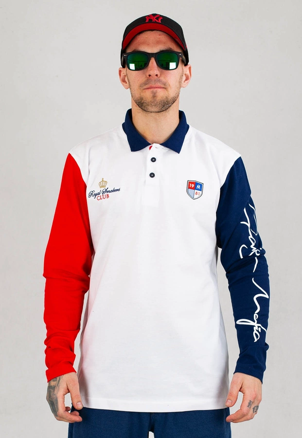 Longsleeve Ganja Mafia Polo Flag biało czerwono granatowy