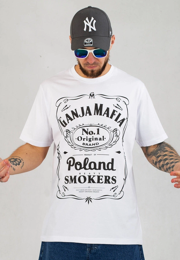 T-shirt Ganja Mafia Heavy Smokers biały