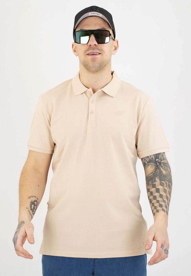 T-shirt Polo 4F M555 beżowy