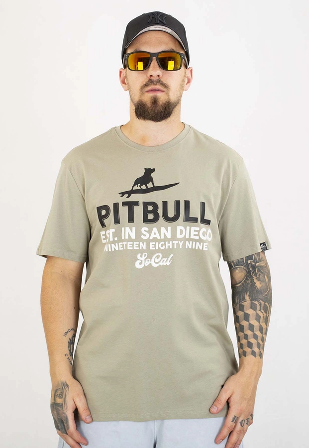 T-shirt Pit Bull Surfing Dog 170 dusty salvia