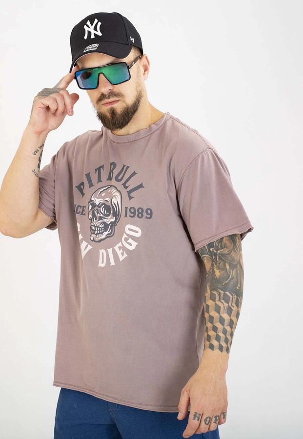 T-shirt Pit Bull Skull Logo 190 dusty burgundy